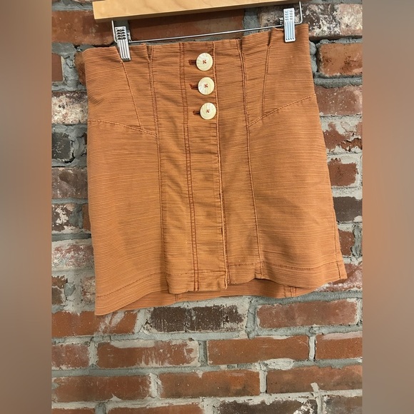 Free People Every Minute Every Hour Terra Cotta Button-Up Mini Skirt Size 4 - Picture 5 of 9